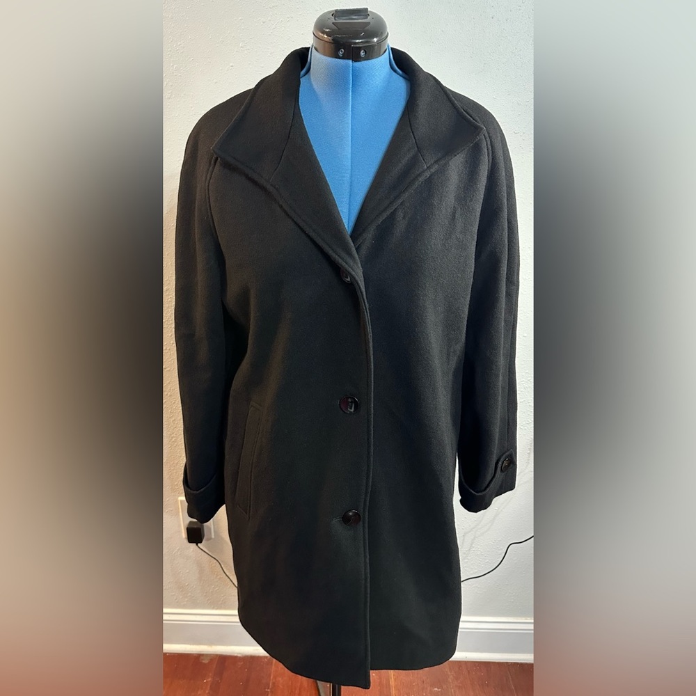 Vintage Jones New York Black Pea Coat Wool Blend 12